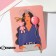 Emall Earrings "Bear and Ball", pink color in gold