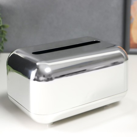 Casket Plastic for napkins "Smooth angles. Silver" 10x12x18 cm
