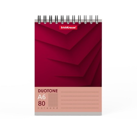 Notebook on spirals A6, 80 sheets, cage, on the crest, Erich Krause "Duotone Next", cardboard cover, offset unit, whiteness 100%, mix-3