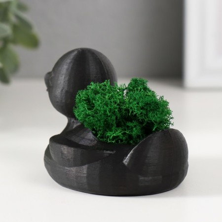 Concrete "duck" 6x8x5.5 cm black with moss (moss green. Stabilized)-2