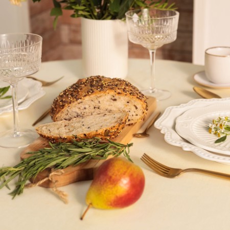 Home tablecloth is round 146 +/- 2 cm, col. dairy, 100% HL, sarzha 250 g/m2-1