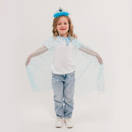 Carnival set "Dreamy Princess" The length of the cloak is 80 cm, crown, blue-4