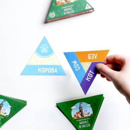 Board game "Animals in English", 36 cards, 7+-3