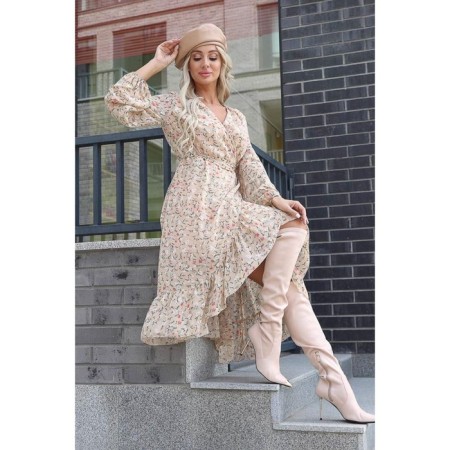 Female dress, size 52, beige color-4