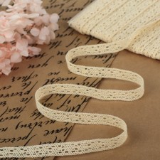 Knitted lace, 10 mm × 15 ± 1 m, beige color