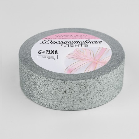 Decorative tape "Squeezes", 25 mm × 9.1 ± 0.5 m, silver color-1