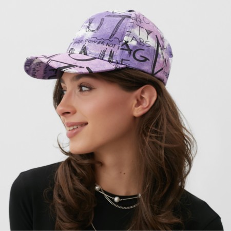 Minaku cap with inscriptions, lilac color, rr 58-1