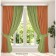 Set of curtains "Canvas", size 200x250 cm, 2 pcs, olive color, orange