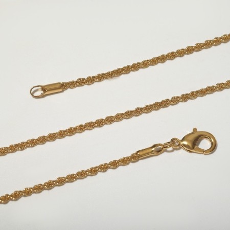 Chain "Cordor weaving" voluminous smooth links, oblong carbine, color gold, 46 cm