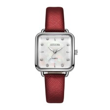 Women's watch, 2.8 x 2.8 cm, red strap