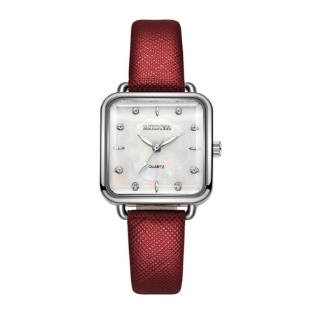 Women's watch, 2.8 x 2.8 cm, red strap