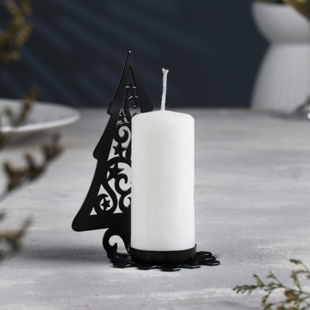 Climb "Christmas tree with stars" metal for one candle, 6.6x10x13 cm, black