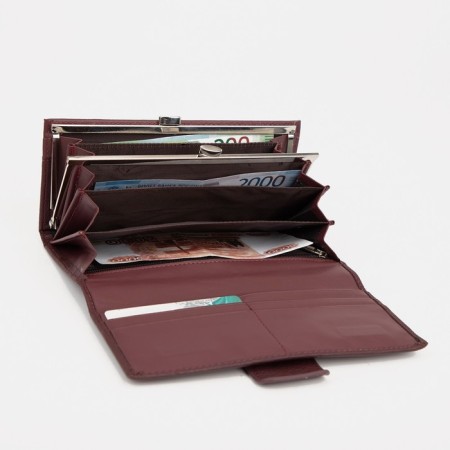 Women's wallet on magnets, burgundy color-3