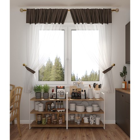 Set of Curtains "Soft Voile", size 270x160 cm, Truffle color