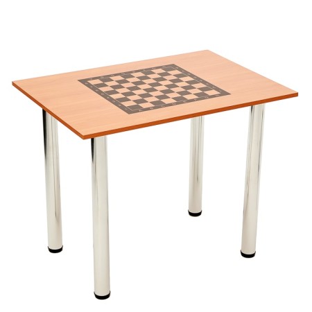 Chess table on metal legs, black, 90 x 65 cm