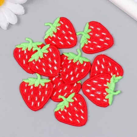 Decor for creativity Textile Embroidery "Strawberry" 3.3x3.5 cm-2