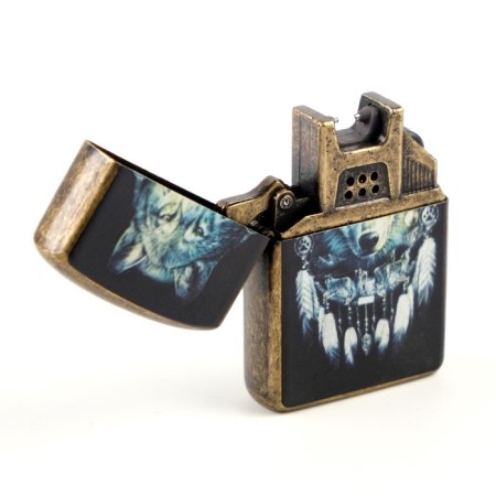 Electronic lighter "wolf spirit", from USB, arc, black, in the bag-1