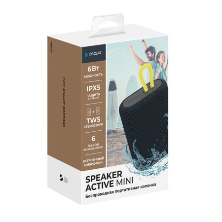 DEPPA portable acoustics (42006) Speaker Active Mini Black, 6W, BT5.2, 1200 m.-1