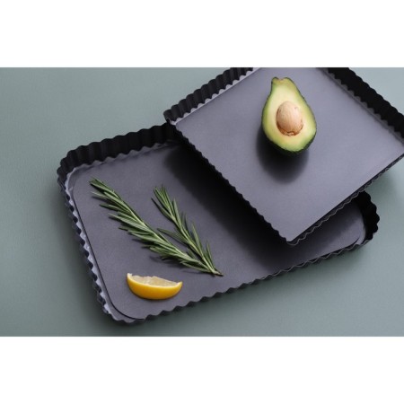 The form for baking the share "Jacqueline. A corrugated rectangle ”, 31 × 21 × 3 cm, a removable bottom, anti -stick coating, black color-5