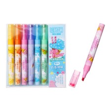 A set of markers of textbooks 6 pieces 6 colors, flavored, with a seal