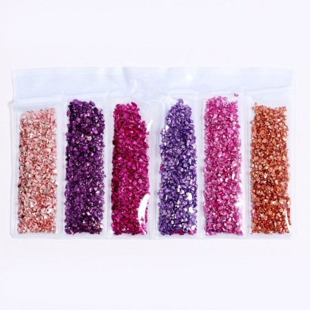 Glass chips for epoxy resin, set of 6 colors, weight 1 color - 5 g