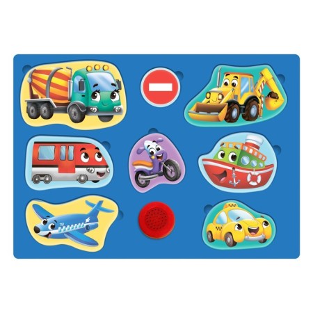 Wooden puzzle with a chip "Funny transport"