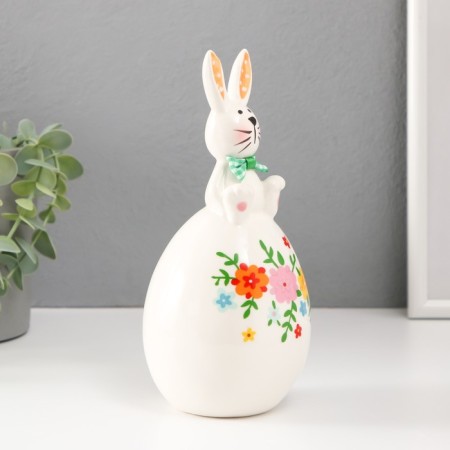 Souvenir Ceramics "Bunny on a flower egg" Ears in polka dots 8.8x8.8x19 cm-3