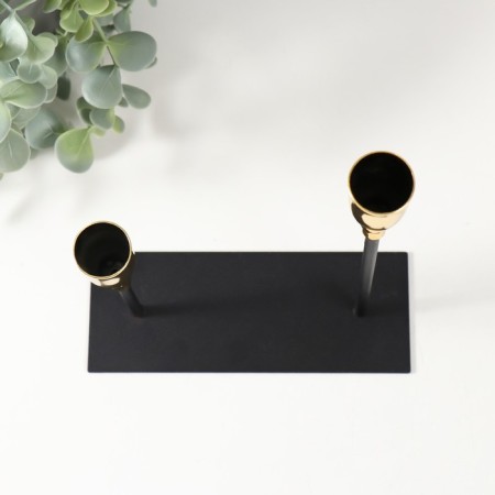 Summary Metal for 2 candles "Achilles" black with gold 15.5x6x18.5 cm-4