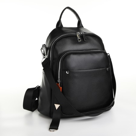 City backpack on lightning, from artificial leather, black color-1