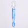 A spoon of a children's silicone for feeding, the color is blue