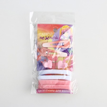 Hairpins, elastic bands, hair crab "tender", pale pink tones-11