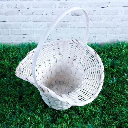 Wicker basket, bamboo, white-2