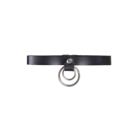 Pecado BDSM chocker-sewer, ring in the ring, genuine leather, black-1