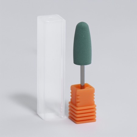 Silicone milling cutter for polishing, medium, 10 × 24 mm, in a plastic case, green color-4