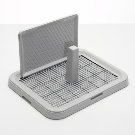 Dog toilet with a column and a wall of 51 x 41 x 27cm, light gray-2