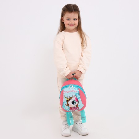 Baby backpack on a zipper, a reflective strip, pink color-3