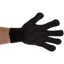 Knitted gloves, acrylic, with PVC tread, overlock, black, Sibrtekh