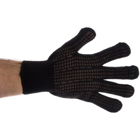 Knitted gloves, acrylic, with PVC tread, overlock, black, Sibrtekh