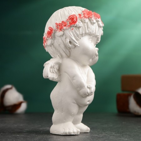 Figure "Angel in Wreath" Pearl, 14x9x6cm-3