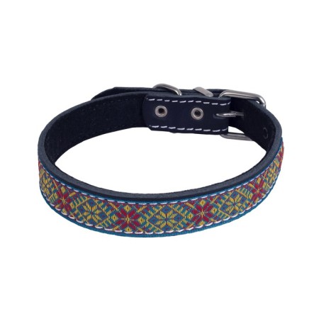 Leather collar with braid, 39-51 x 2.5 cm, mix