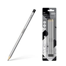 A set of pencils of black -dimensions of different hardness 3 pieces Erich Krause, Griffel D = 2.2 mm, hexagonal, silver, in the blister