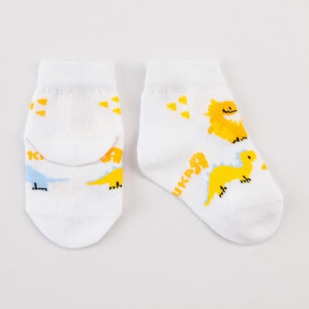 Socks children's baby I am "dinosaurs", white color, 8-10 cm-1