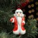 Fir -tree porcelain toy "Santa Claus", red fur coat, 8.5 cm