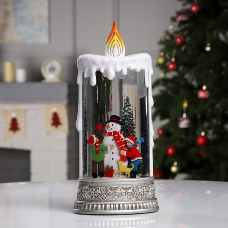 LED figure “Snow with a snowman” 13.8 × 30 × 8.4 cm, plastic, AAX3 batteries (not in the kit), USB, glow warm white-1