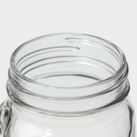 Bank glass share "Happiness", 450 ml, 10 × 7.5 × 13 cm, with a handle, a lid and a tube-3