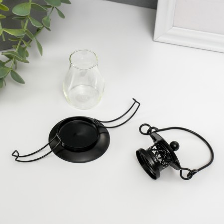 Summary metal, glass for 1 candle "Purvated flashlight" 9.2x6.2x5.8 cm-3