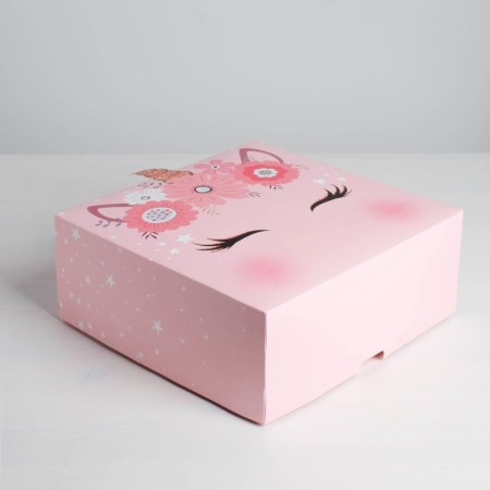 Gift folding box, packaging, "unicorn", 25 x 25 x 10 cm