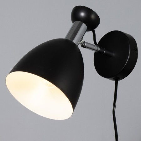 Sconces with a switch on the wire "Claudia" E27 40W black 28x15x20cm-2