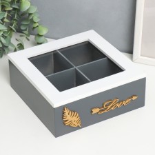Casket wood, glass with divisions 