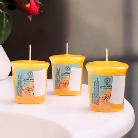 Aromatic candle "Fruit Fusion", fruit merger, set of 5x4.5 cm, 3 pcs-3